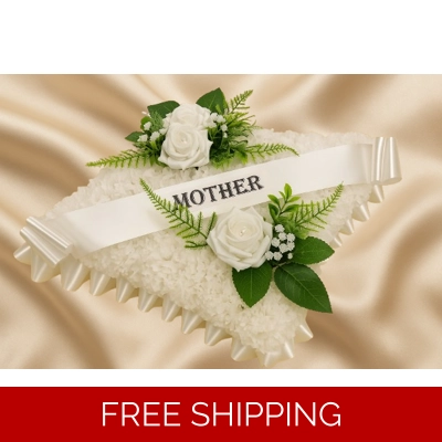 "White Cushion Funeral Tribute – Artificial Memorial Cushion